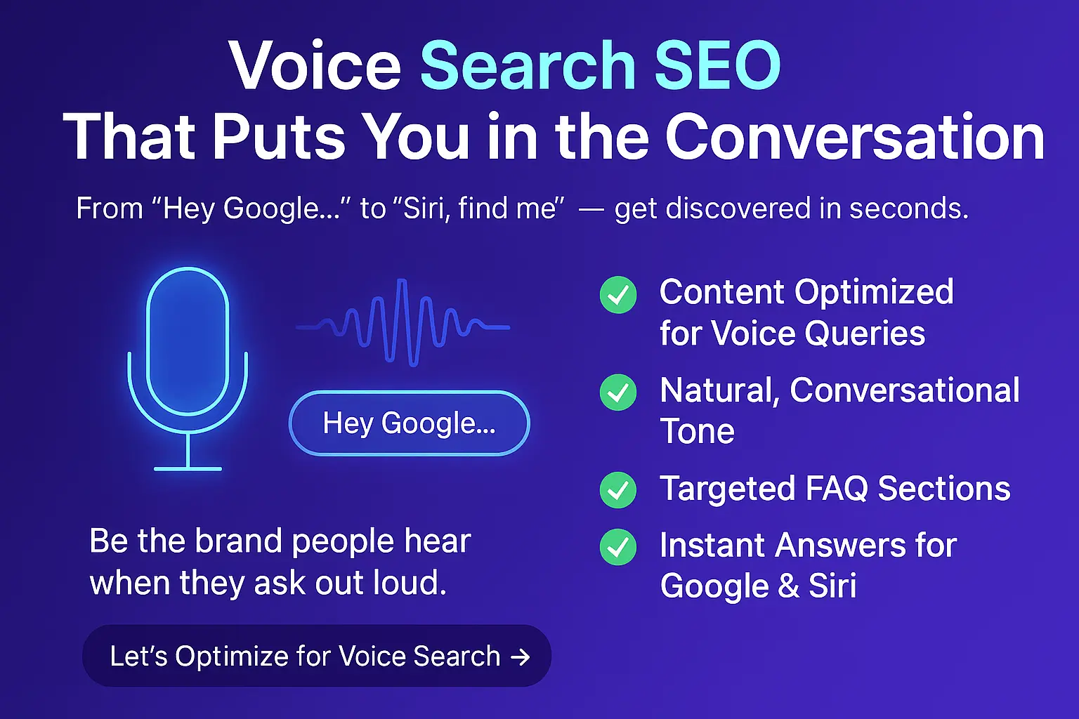 Person asking a voice search question to a smart speaker which is providing a direct, optimized answer.