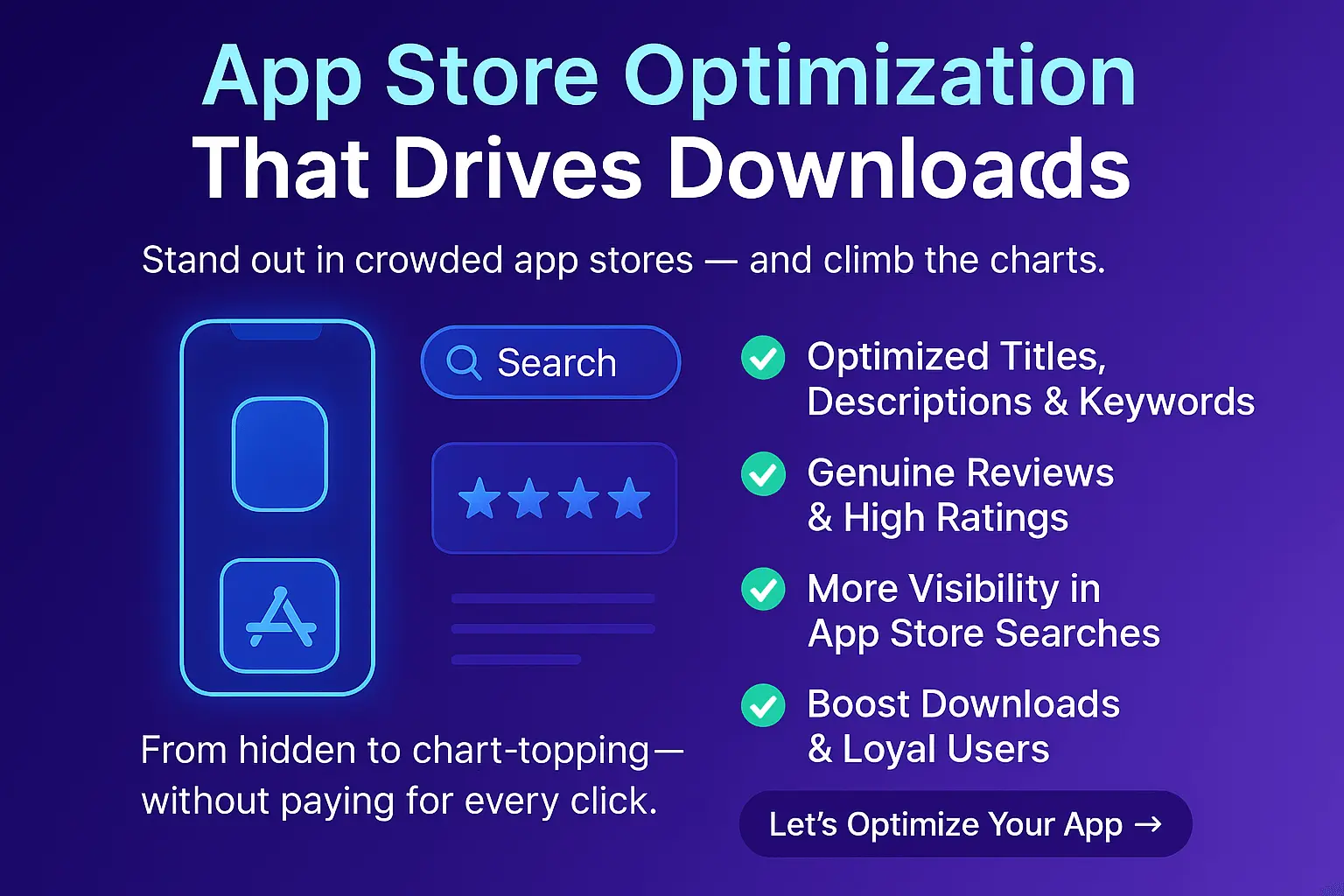 An app store screen showing an application at the top of the search results with a high star rating and positive reviews.