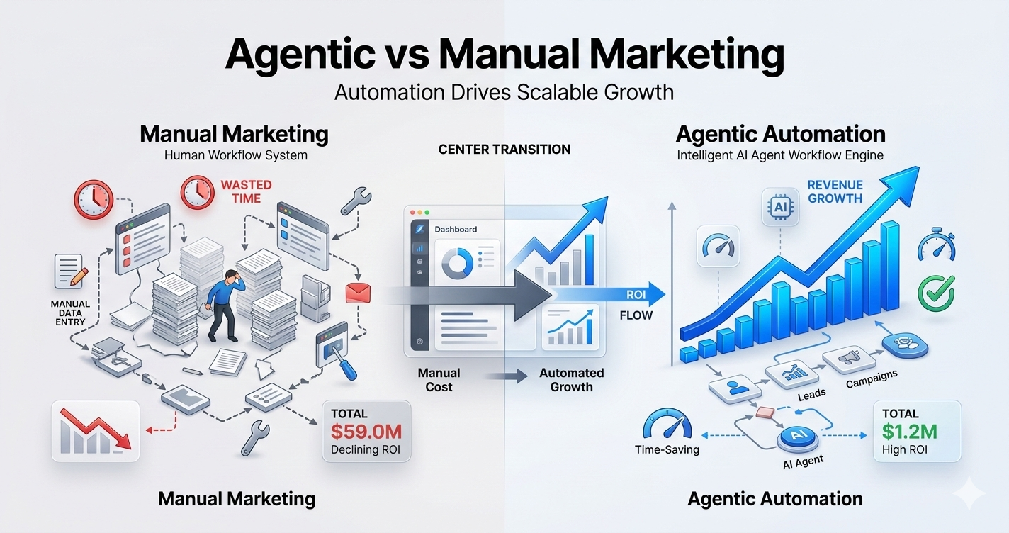 cost of agentic automation vs manual marketing